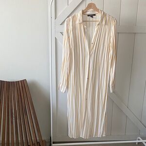 Forever 21 Yellow and White Striped Long Sleeve Dress